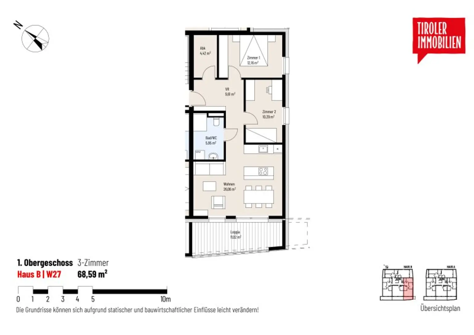 3-Zimmer-Wohnung im 1. OG, W27 provisionsfrei - Wörgl