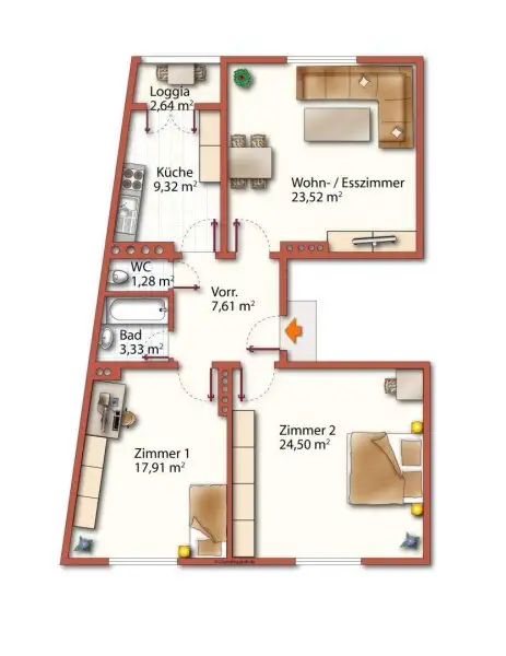 OMA ist ausgezogen - 90m² | 3 Zimmer | perfekte Infrastruktur | ruhige Innenhoflage
