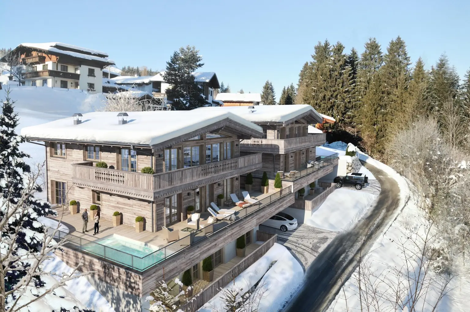 Zwei trendige Chalets mit endloser Aussicht
