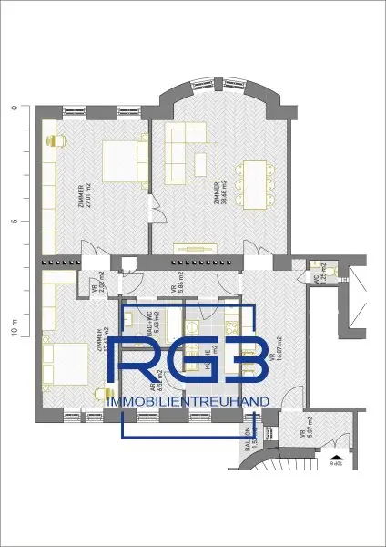 Repräsentatives Büro/Praxis in 1010 Wien mit 3 Zimmer & Balkon