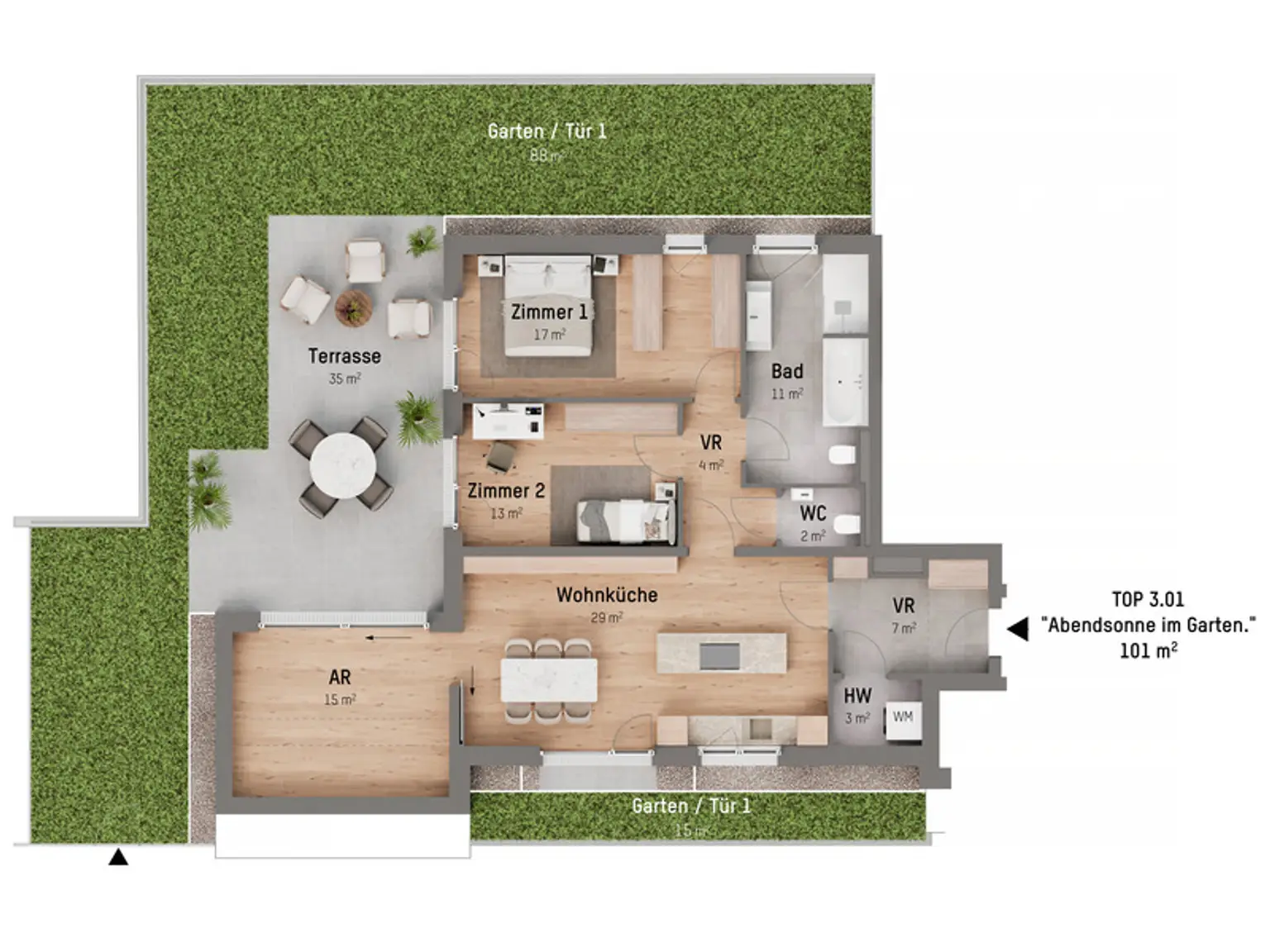 1210, Langenzersdorfer Straße, In Strebersdorf am Fuße des Bisambergs, 3-Zimmer-Eigentumswohnung