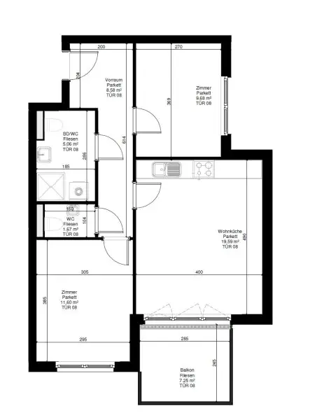 Erstbezug! 3-Zimmer Wohnung mit Balkon, Nähe Oberes Mühlwasser