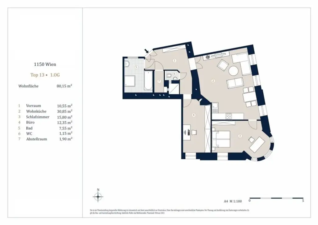 Helle 3-Zimmer Erstbezug Wohnung, Nähe Meiselmarkt