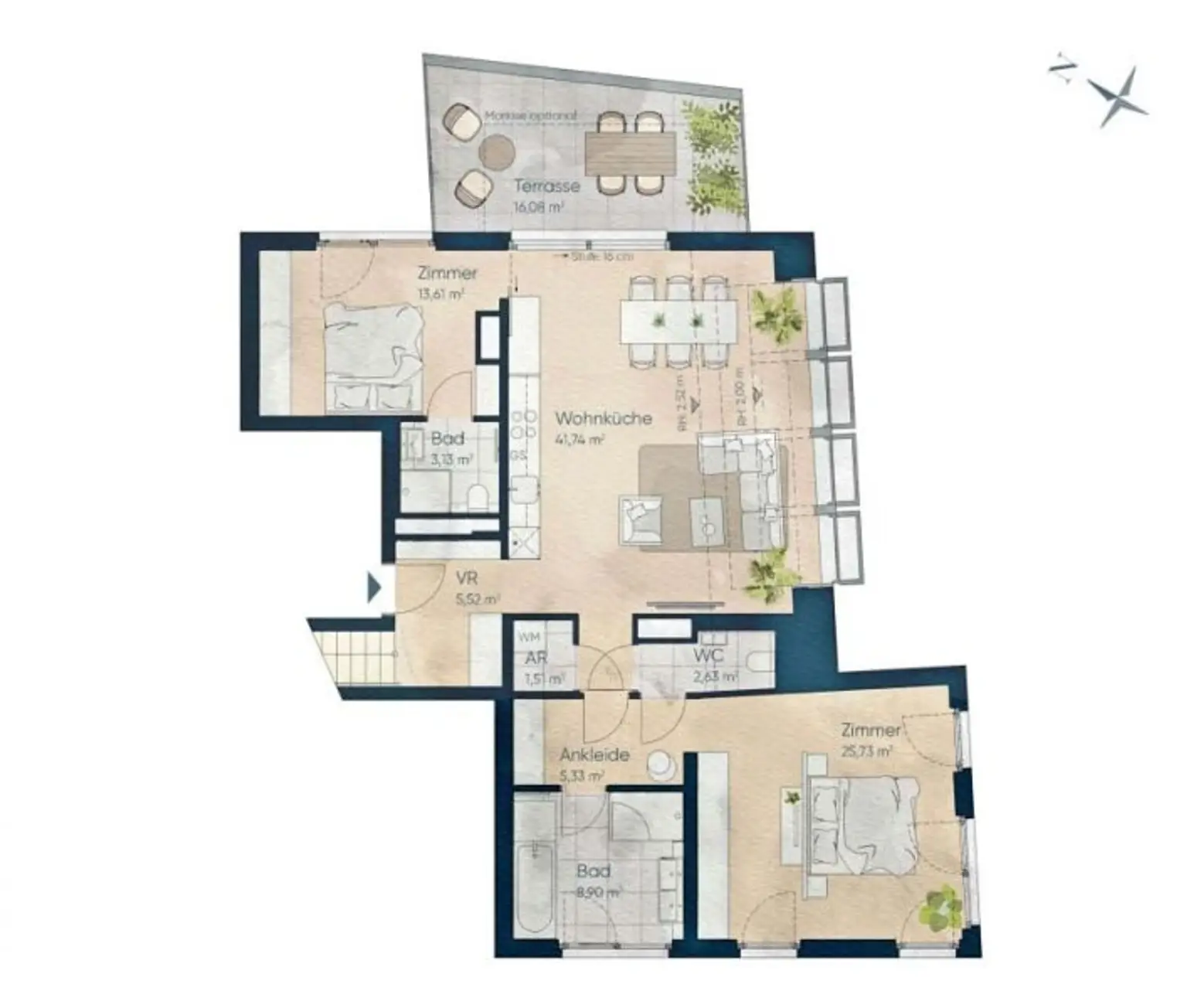 TERRASSENTRAUM! DG-Erstbezug mit Terrasse und Dachterrasse! Top80
