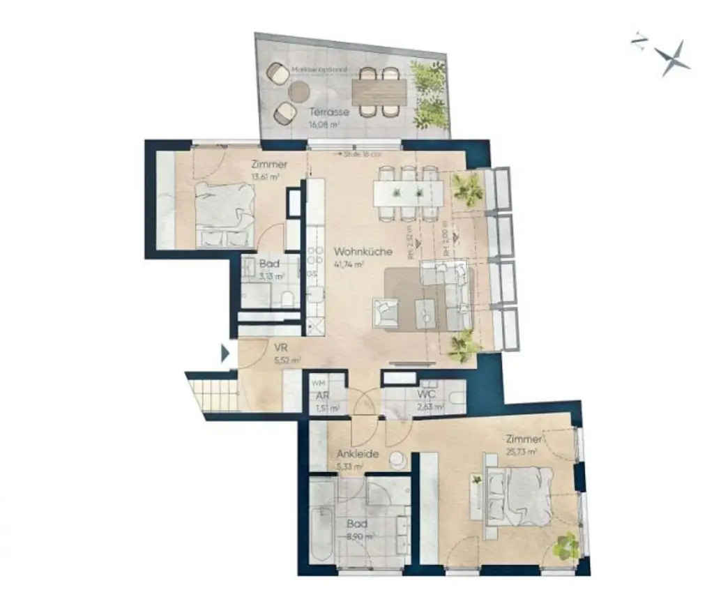 TERRASSENTRAUM! DG-Erstbezug mit Terrasse und Dachterrasse! Top80