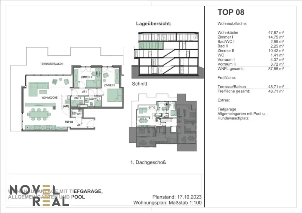 3 Zimmer Erstbezugwohnung mit Balkon! Pool im Gemeinschaftsgarten!