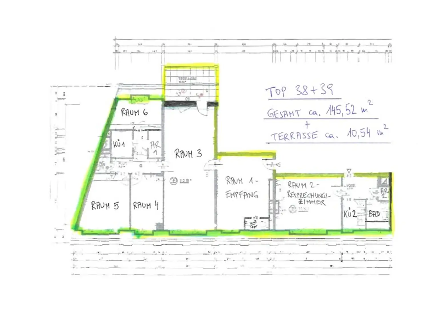 DG-Büro im 7. Stock + 1 hofseitige Terrasse mit ca. 10,54 m² in der Wiedner Hauptstraße