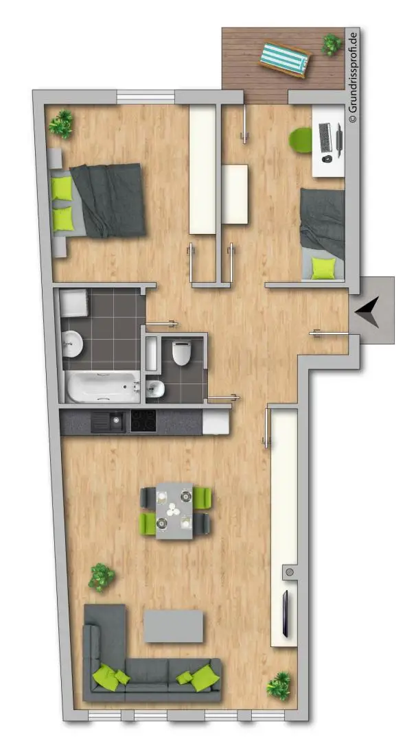 3-Zimmer-Mietwohnung mit Terrasse in zentraler Lage