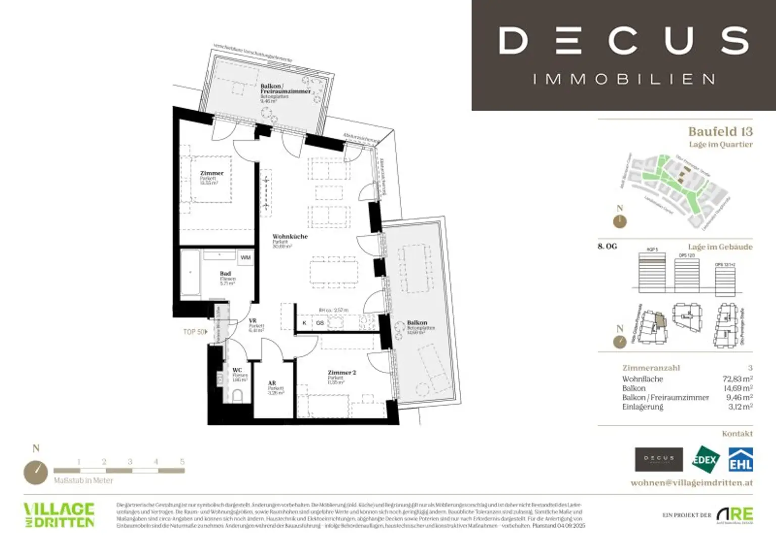 DREI ZIMMER + VILLAGE IM DRITTEN + BAUFELD 13 + ERSTBEZUG + EIGENTUMSWOHNUNGEN + STADTQUARTIER IM DRITTEN
