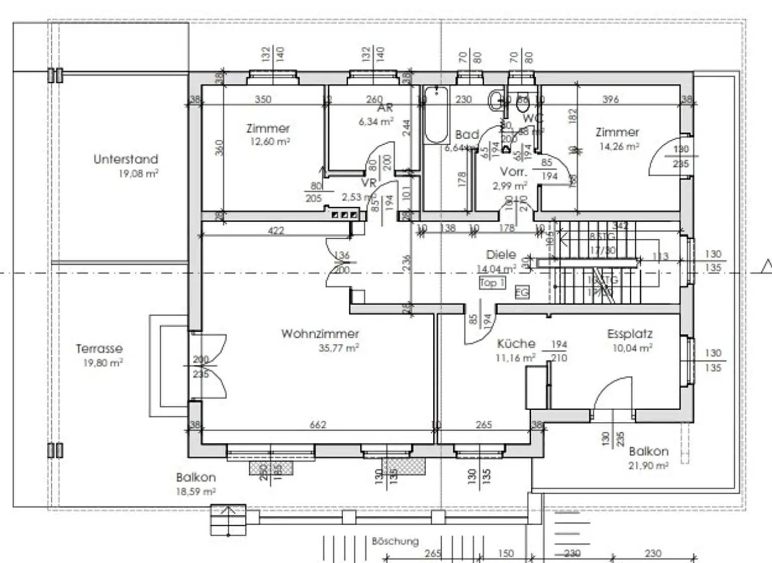 Grundriss EG mit überdachter Terrasse