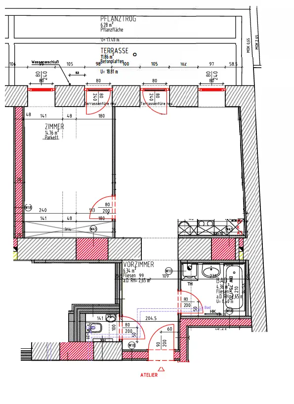 Büroraum mit Terrassenausgang in Bürogemeinschaft beim Aumannplatz