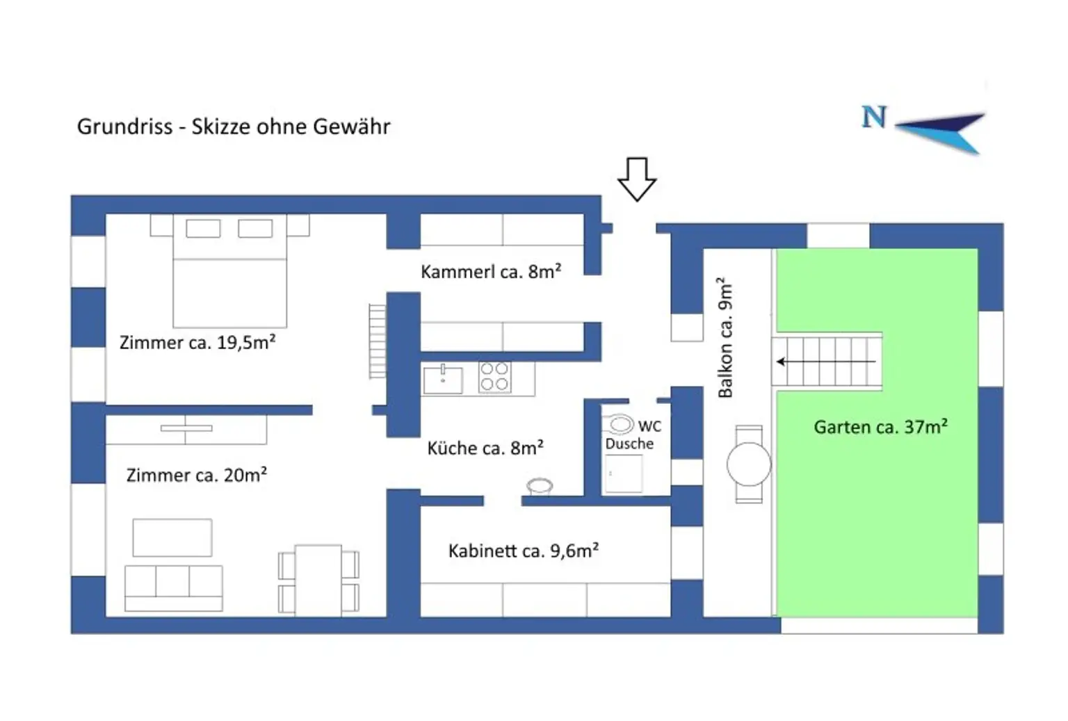 Nette Altbau 3-Zimmer Wohnung mit Balkon und Eigengarten in zentraler Lage in Penzing, sehr gute Infrastruktur!