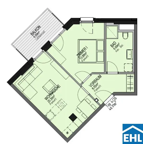 2-Zimmer-Wohntraum mit BALKON im Althan Park