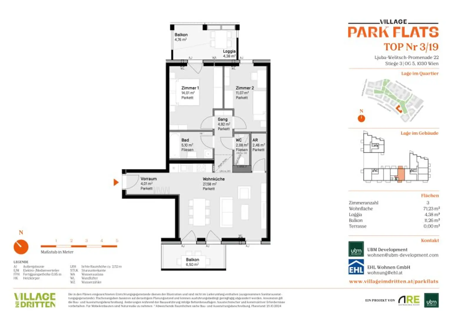 Preiswertes Wohnen im „Village im Dritten – PARK FLATS“ - Provisionsfreie 3-Zimmer Wohnung mit  Balkon (Erstbezug!)