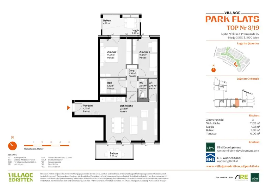 Preiswertes Wohnen im „Village im Dritten – PARK FLATS“ - Provisionsfreie 3-Zimmer Wohnung mit  Balkon (Erstbezug!)