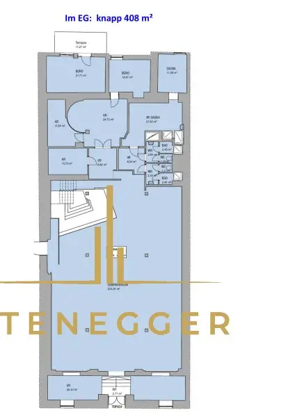 Nußdorfer Platz: Hochwertiges Büro 608 m² mit großer Terrasse  -   MIETE  10 € / m²