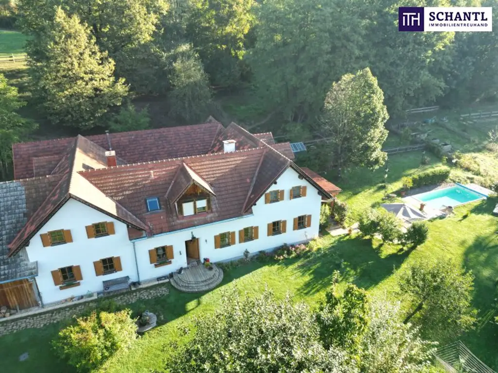 SENSATIONELLES JUWEL! Exklusiver Vierkanthof im Thermenland Steiermark – Wohnen, Reiten & Leben mit Pool und Natur!
