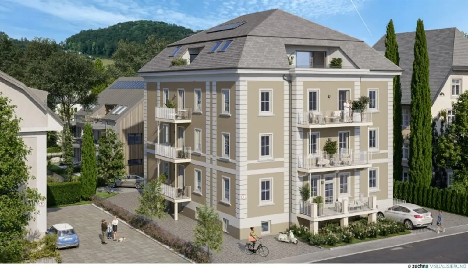 Ansicht - 2-Zimmerwohnung mit Lift und Balkon in generalsanierter Ceconi-Villa Kauf Elisabeth-Vorstadt Salzburg