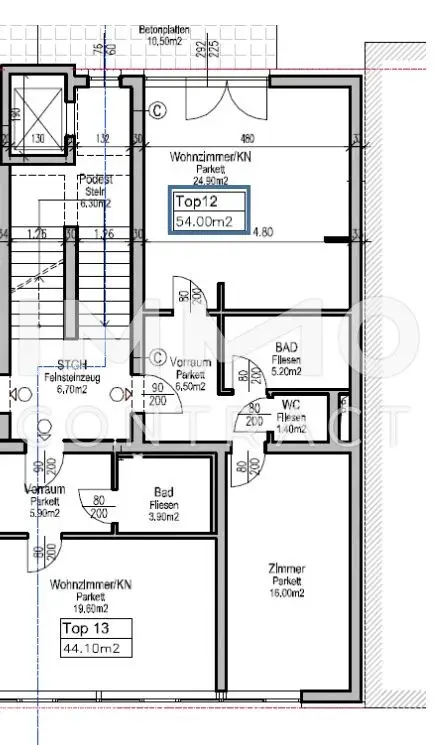Ideale 2-Zimmer-Wohnung mit großem Balkon zu vermieten - Bürgerstraße 8 - Top 12