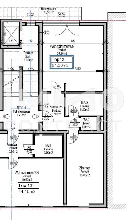 Ideale 2-Zimmer-Wohnung mit großem Balkon zu vermieten - Bürgerstraße 8 - Top 12