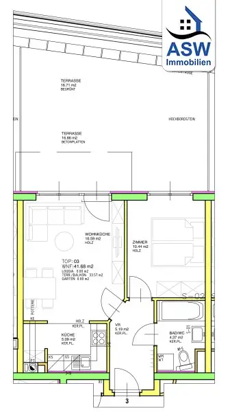 Tolle 2-Zimmerwohnung mit großer, sonniger Terrasse (befristet vermietet)