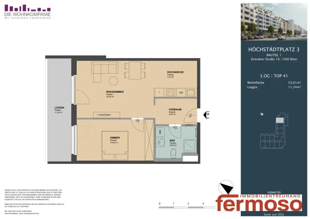 Moderne 2-Zimmer-Wohnung mit Loggia in 1200 Wien