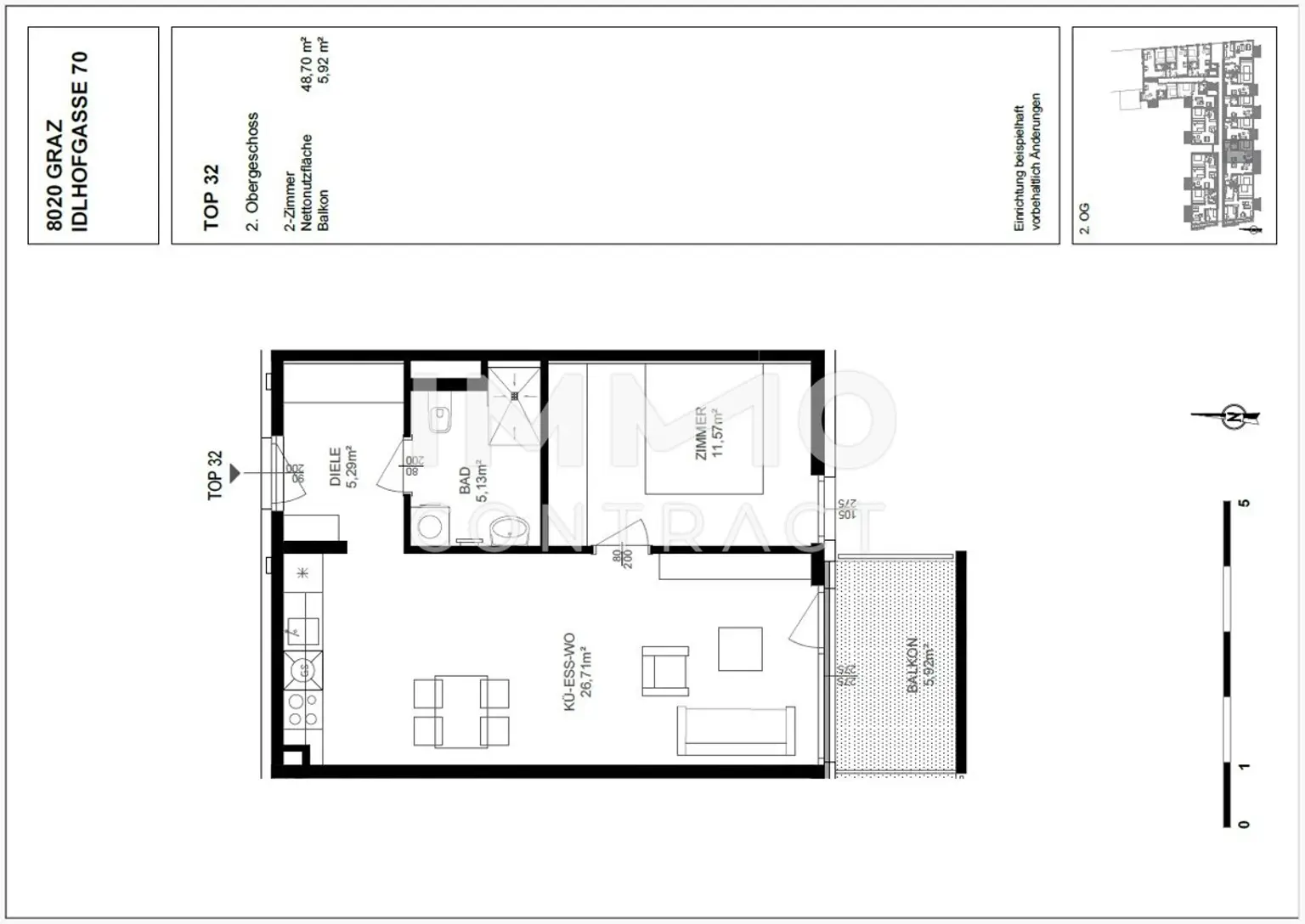 Neuwertige - geförderte 2 Zimmer Wohnung  mit Balkon in zentraler Lage - Idlhofgasse 70 - Top 32