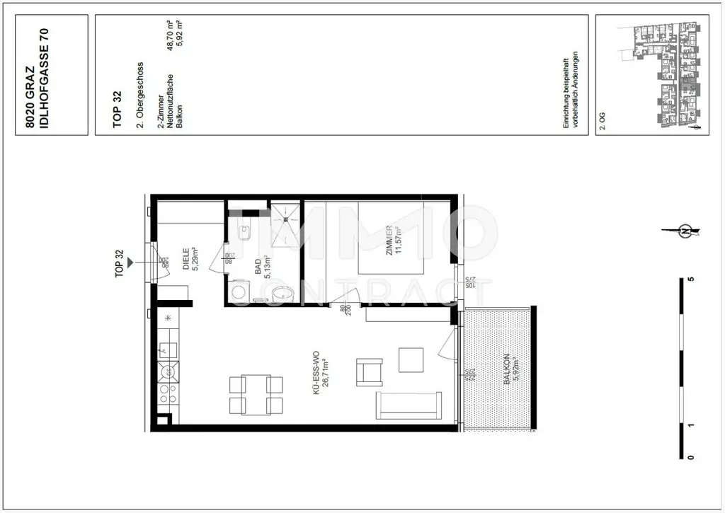 Neuwertige - geförderte 2 Zimmer Wohnung  mit Balkon in zentraler Lage - Idlhofgasse 70 - Top 32
