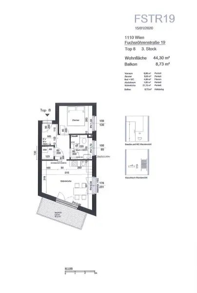 Traumwohnung in 1110 Wien: 45m², 2 Zimmer, Balkon, neuwertig, vermietet bis Oktober 2024
