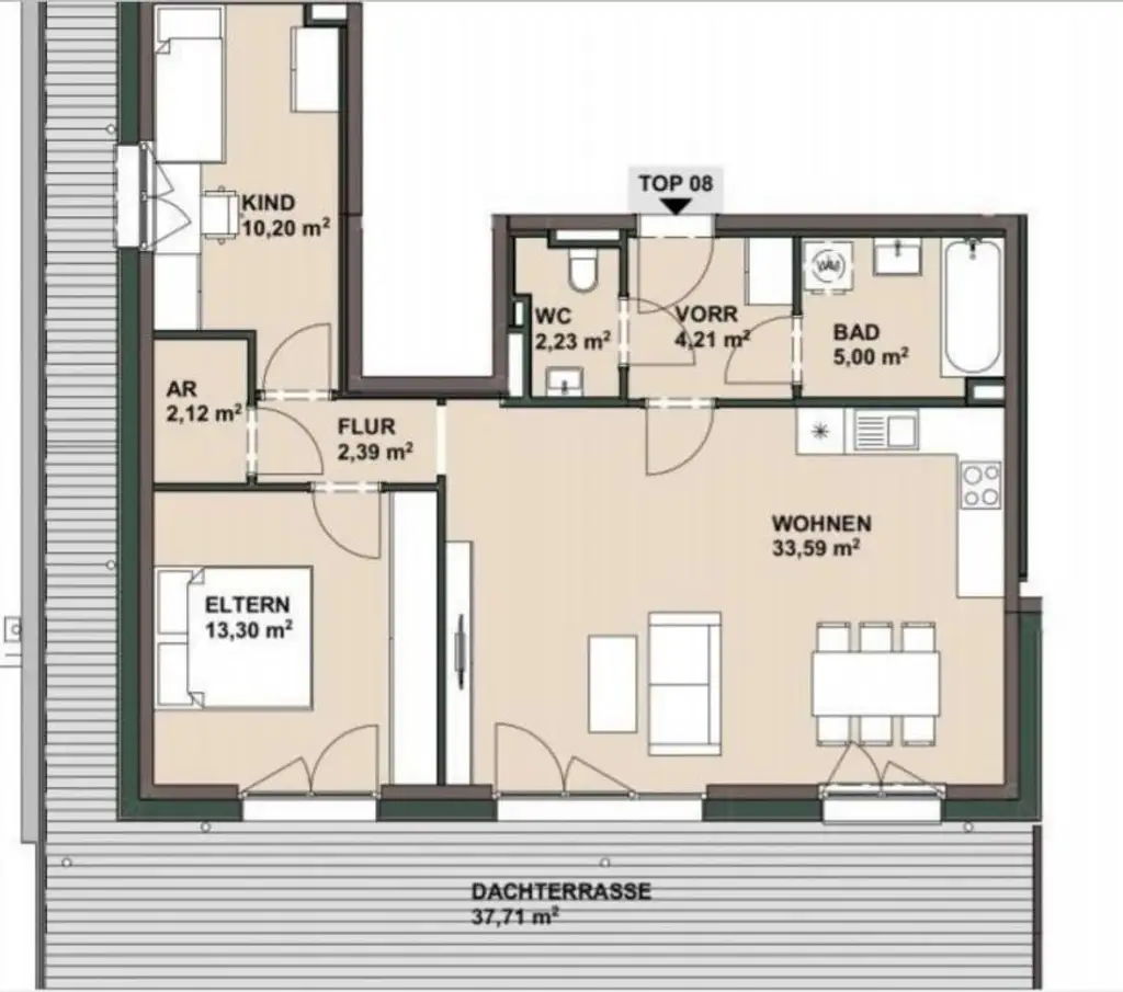 Beeindruckende 3 Zimmerwohnung mit Dachterrasse