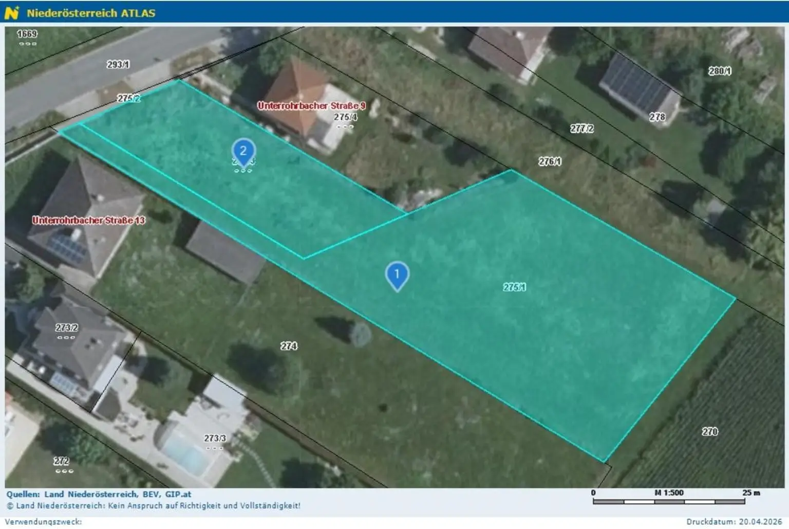 Auszug NÖ Atlas Baugrund 2105 Oberrohrbach