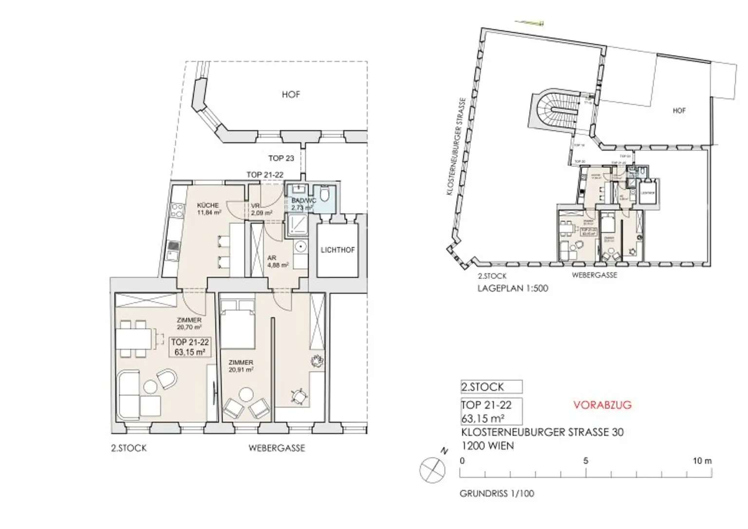 NÄHE AUGARTEN: 2,5-Zimmer-Altbauwohnung mit großem Gestaltungspotenzial beim Wallensteinplatz
