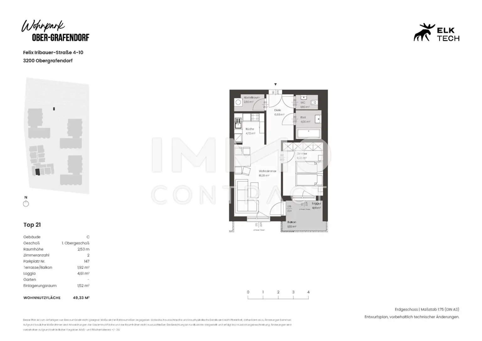 2ZI - 49,33qm - Süd-Balkon- Vorsorgewohnung, Anlage in ökolog. NEUBAU