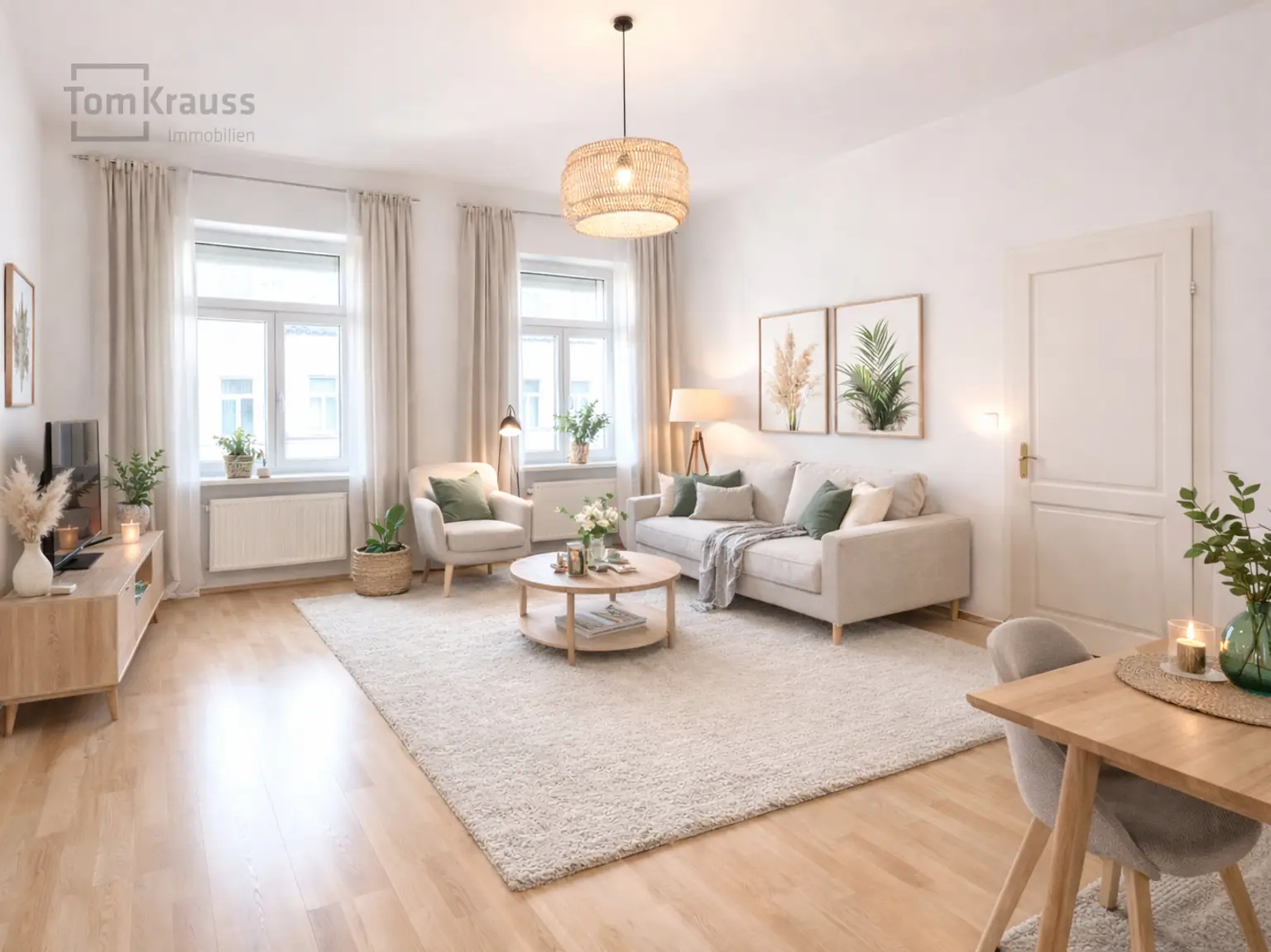 Wohnzimmer digital möbliert