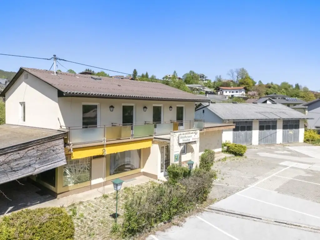 Wohn- und Geschäftshaus in Keutschach-Höflein mit 1.892m² Grundstück und 3 XXL-Garagen Nähe Rauschelesee mit vielen Verwendungsmöglichkeiten