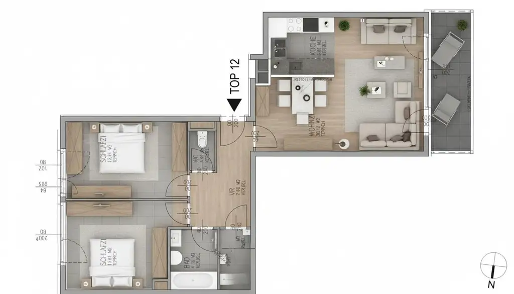 "Helle und voll möblierte Wohnung"