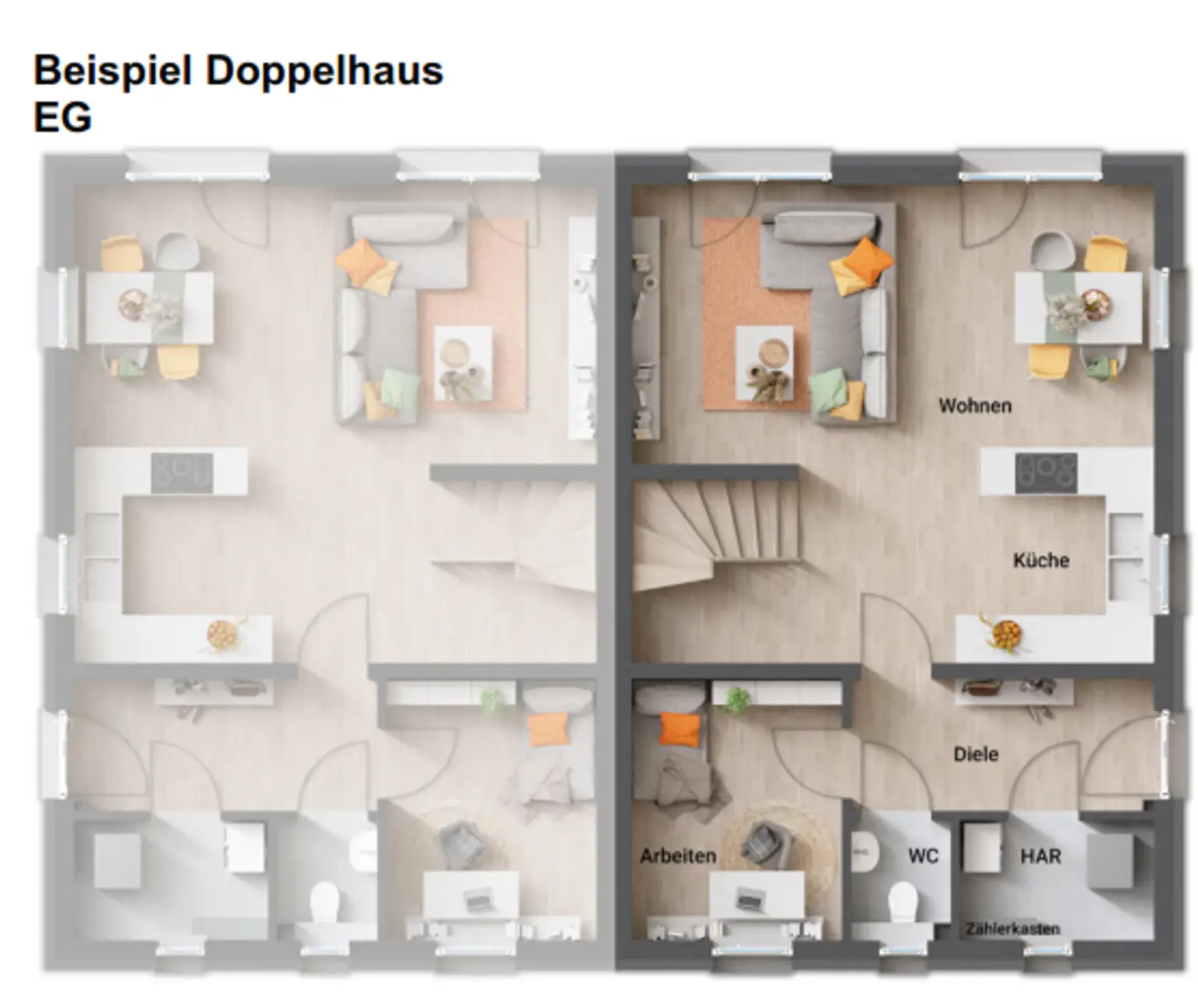 Planentwurf Doppelhaus EG