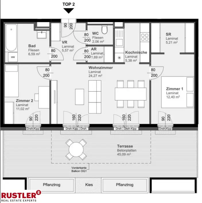 Top 3-Zimmer-Wohnung mit Terrasse in Graz