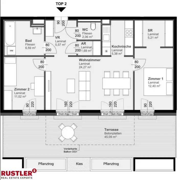 Top 3-Zimmer-Wohnung mit Terrasse in Graz