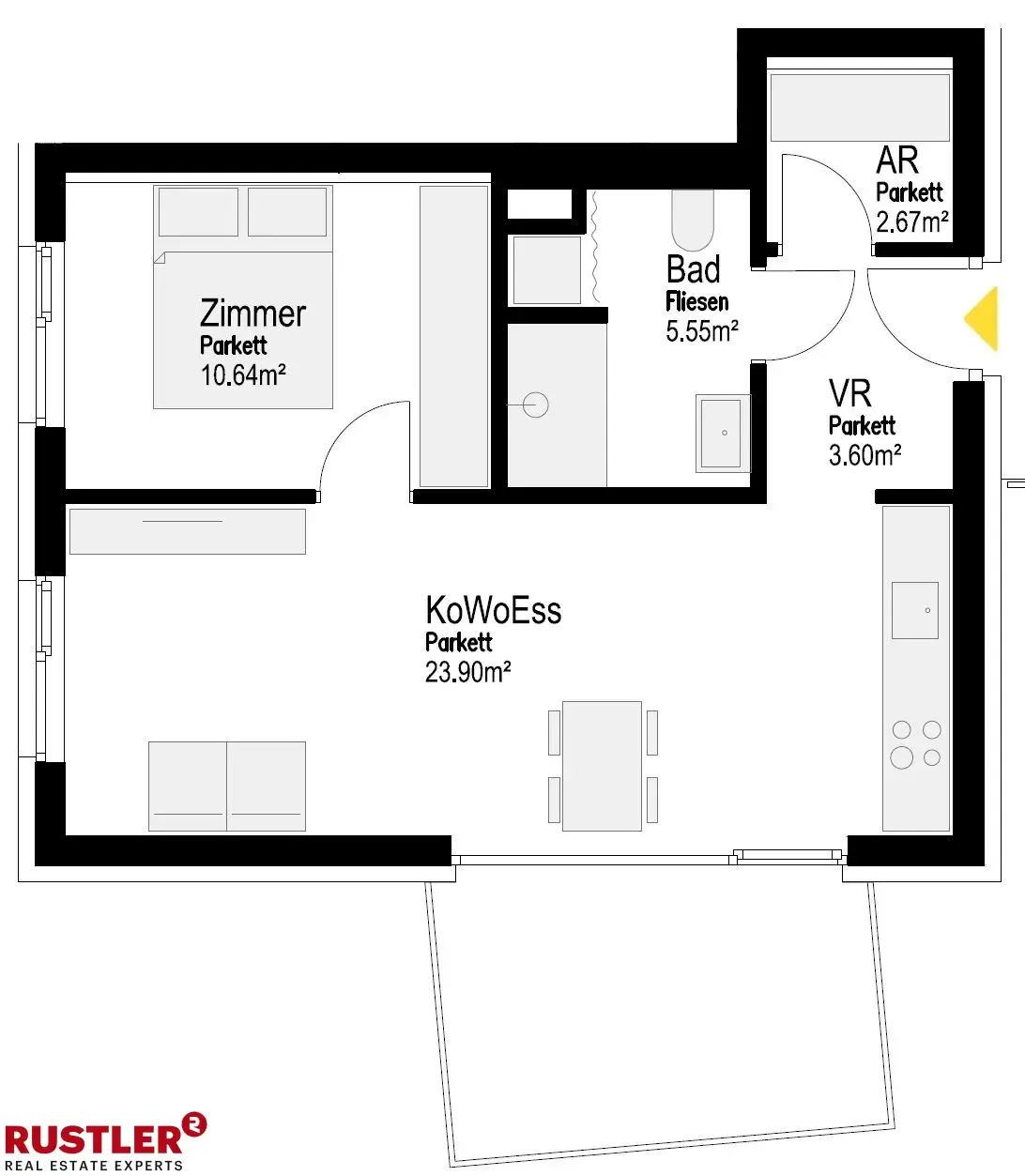 Helle 2-Zimmer-Wohnung mit Balkon in der Koloniegasse, Graz – Ideal für Anleger oder Eigennutzer