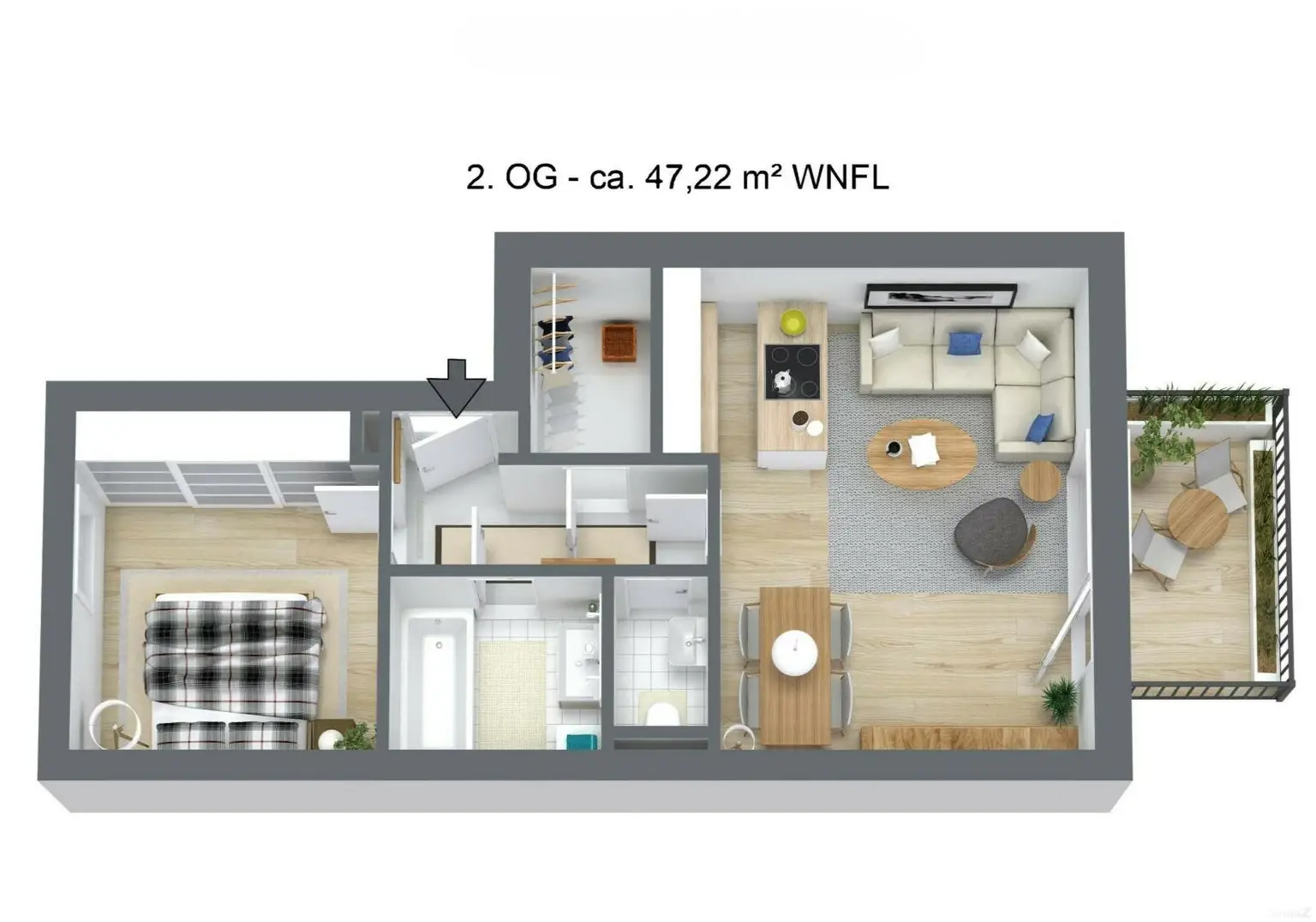 Moderne 2-Zimmer-Wohnung in Graz-Eggenberg - gepflegt, sonnig und vermietet