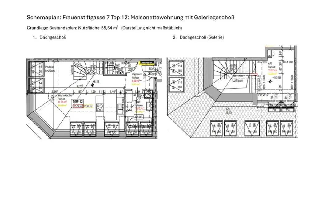 2 Zimmer Dachgeschoss Wohnung mit Home-Office Bereich und Terrasse sowie Klimaanlage - Erstbezug - Unbefristet