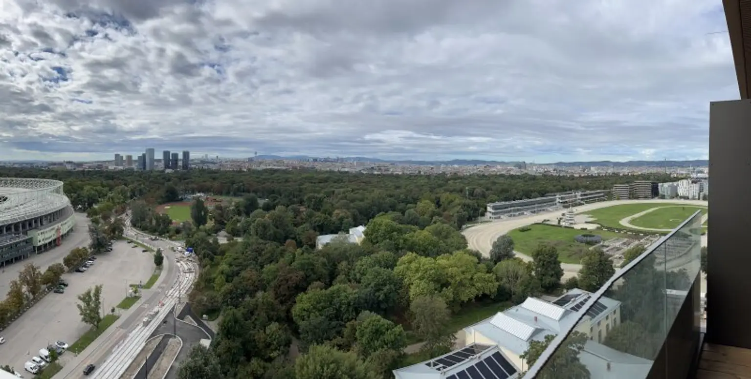 Grünblick über den Prater! Hypermoderes 2 Zimmer Terrassen-Appartment mit traumhafter Aussicht!