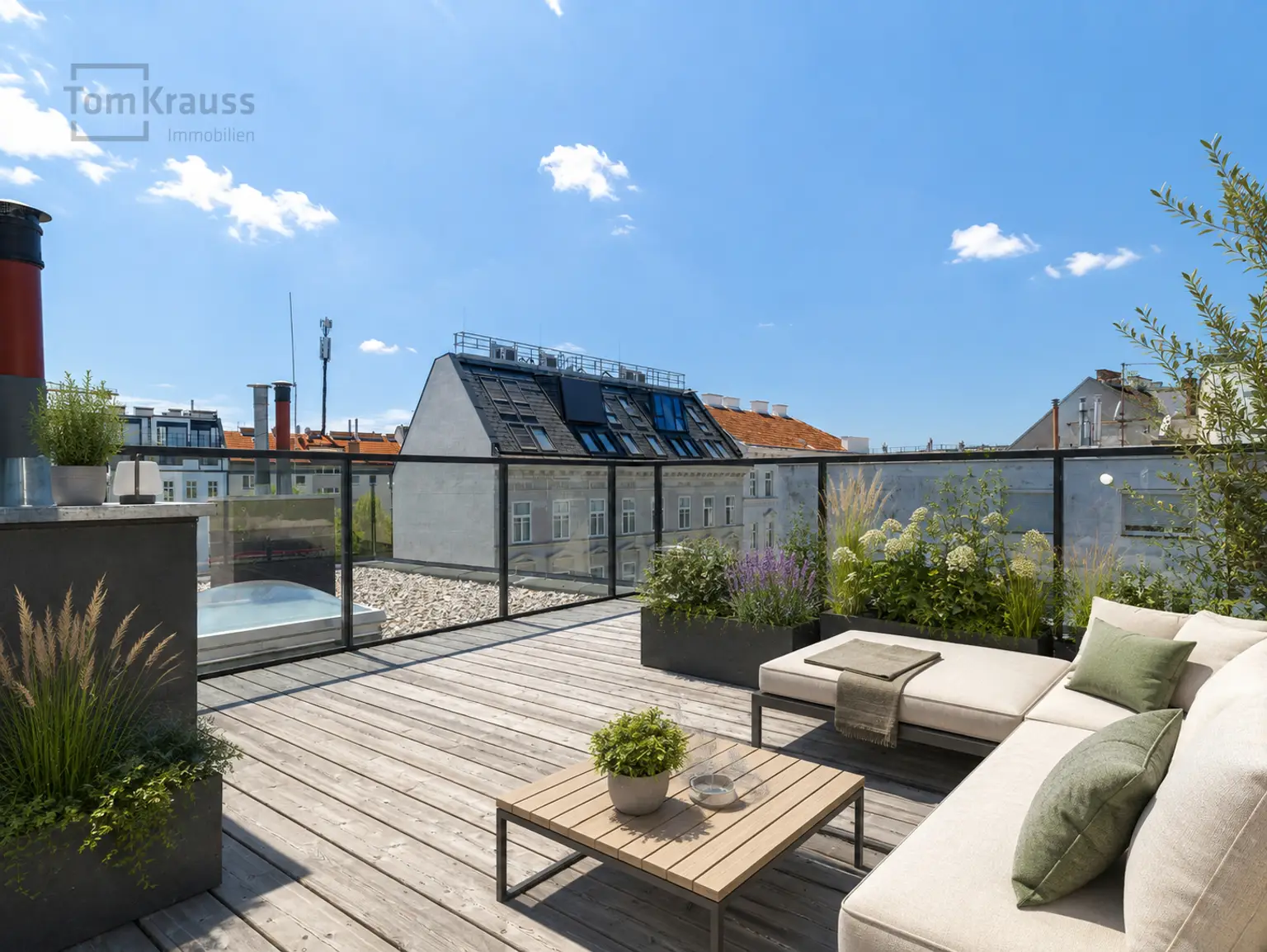 Dachterrasse KI möbliert