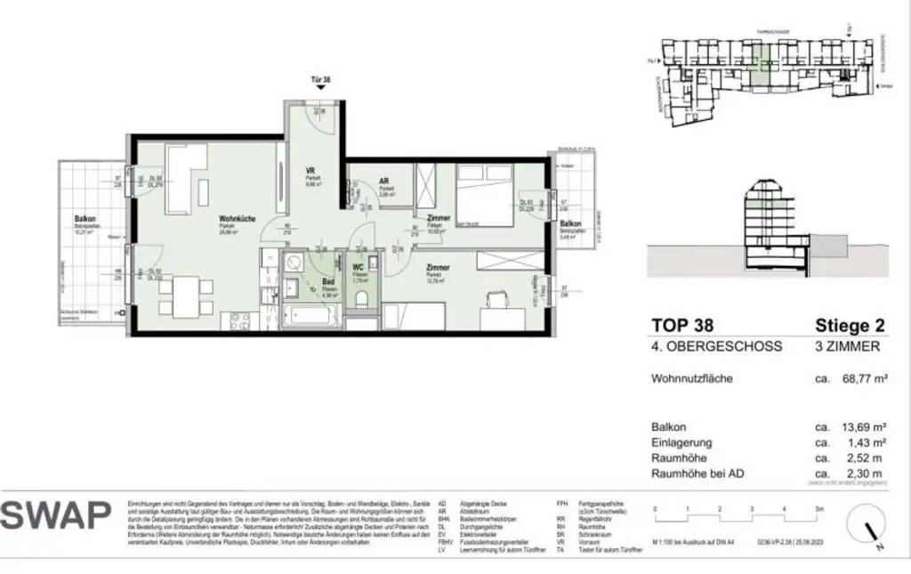 NEUBAU 3-Zimmer-ERSTBEZUG mit 2 Balkonen im 4. OG in 1210 Wien! Top 2/38