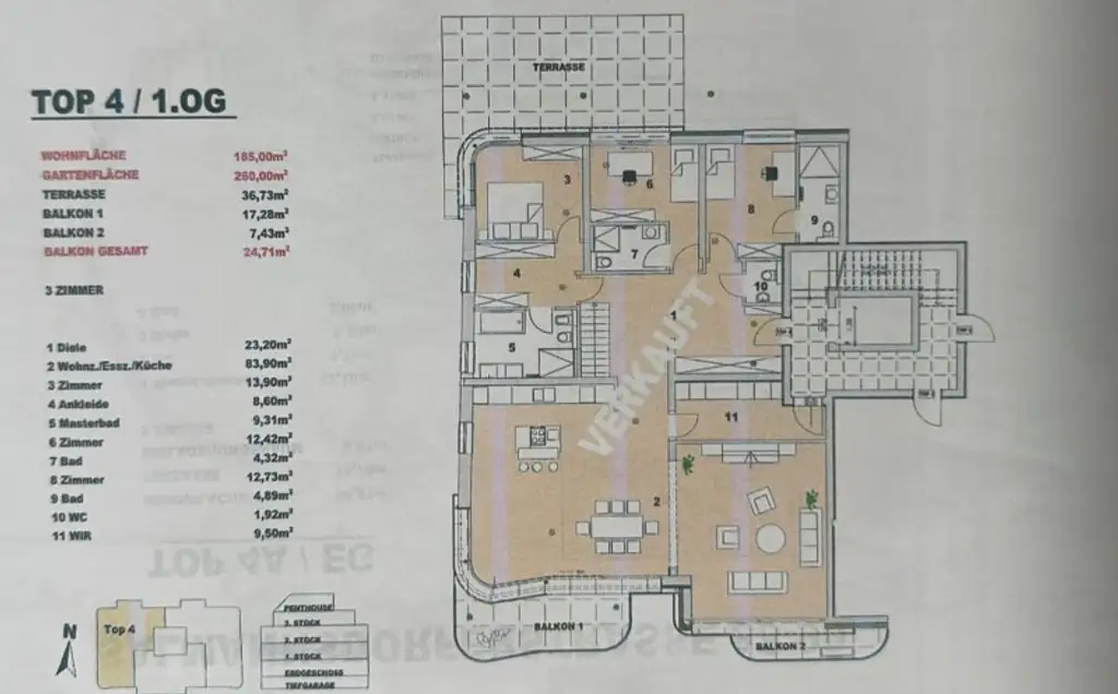 LUXUS GARTENWOHNUNG mit 300 m² Privatgarten im 1190 Wien + Pool und Gym