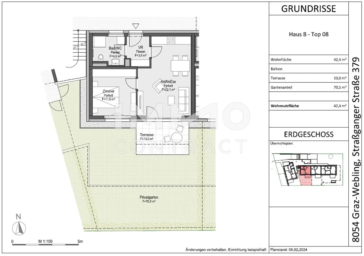 Geförderte 2 Zimmer Wohnung mit EIGENGARTEN - Straßganger Straße 379b - Top 08
