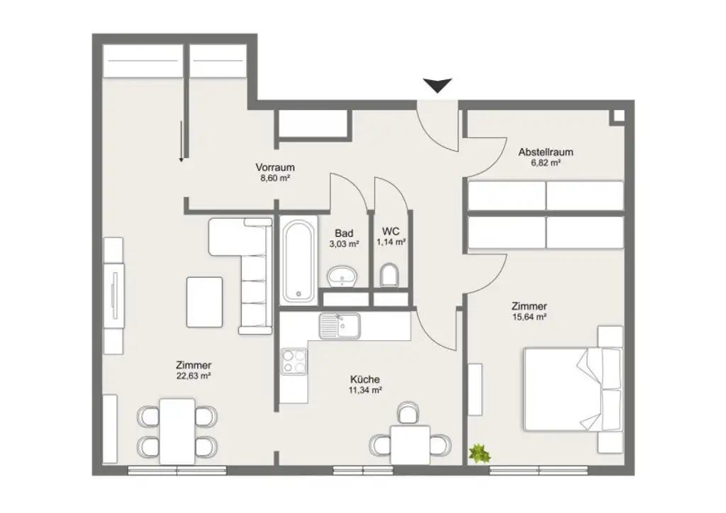 Wunderschöne top sanierte 2 Zimmerwohnung! 4% Rendite für Anleger!