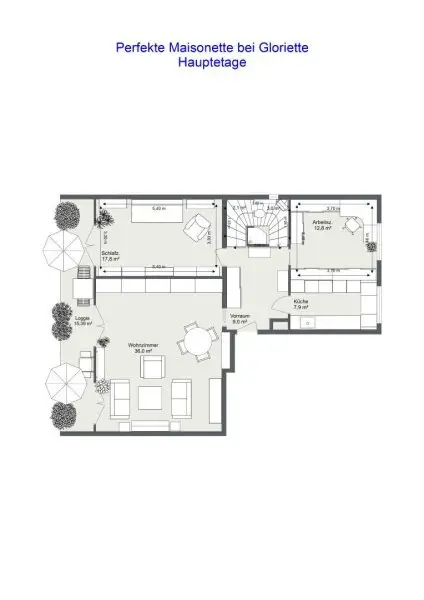 Plan 1. Etage, Eingang 2. Stock