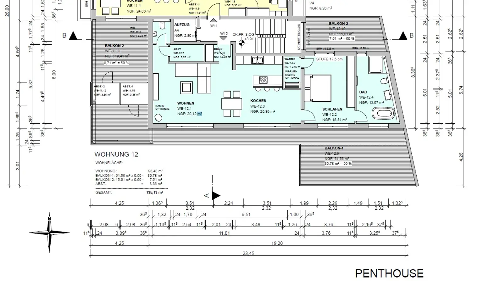 Grundriss Penthouse